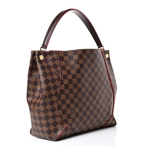 LOUIS VUITTON Damier Ebene Caissa Hobo Cherry .